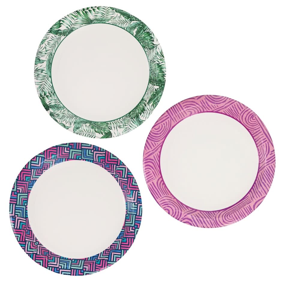 Assorted Summer Print Designer Paper Plates, 10-ct., 10-in.
