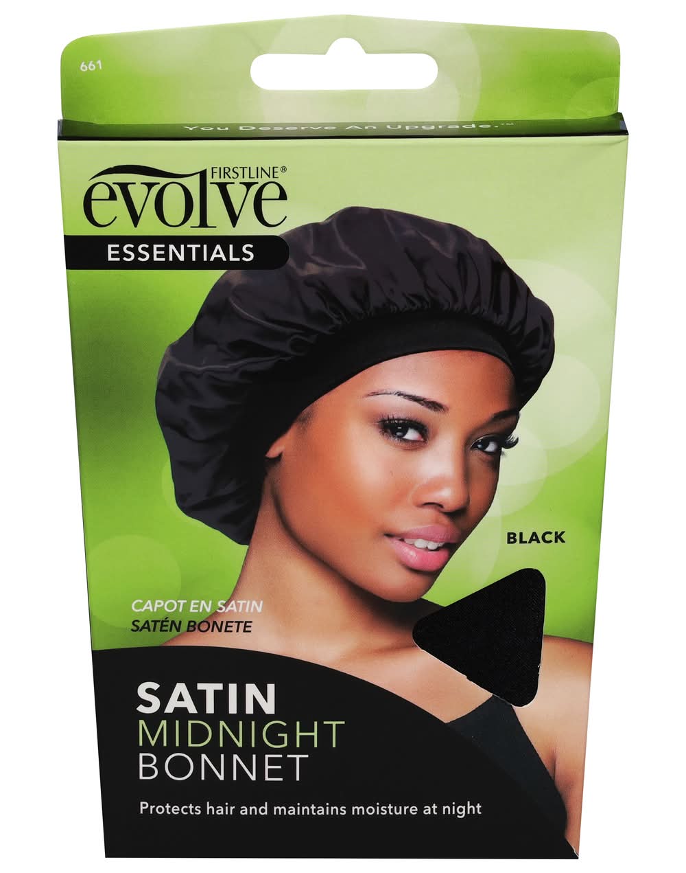 Evolve Essentials Satin Midnight Hair Bonnet, Black