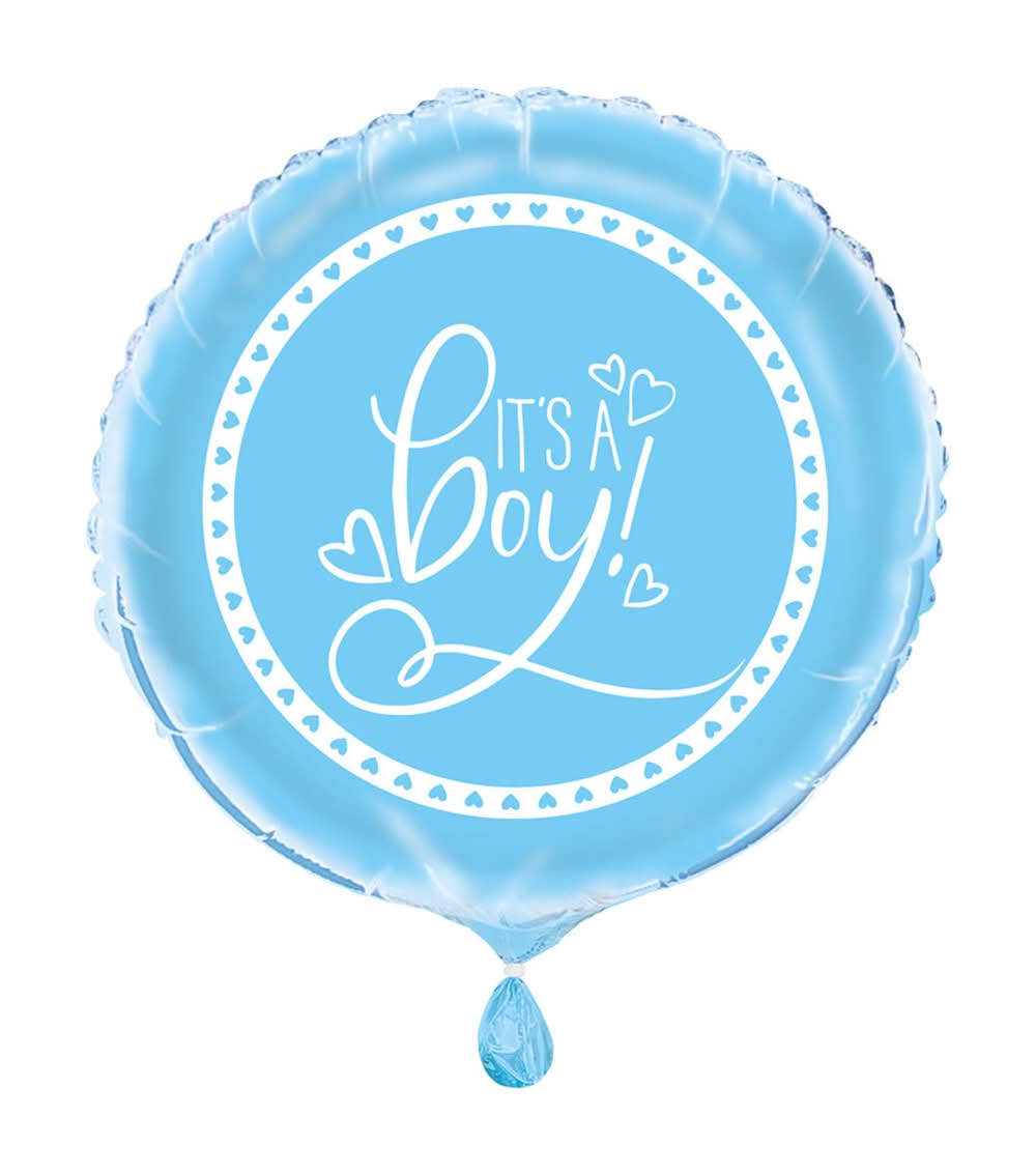 321 Party! 17" Blue Hearts Baby Shower Balloon