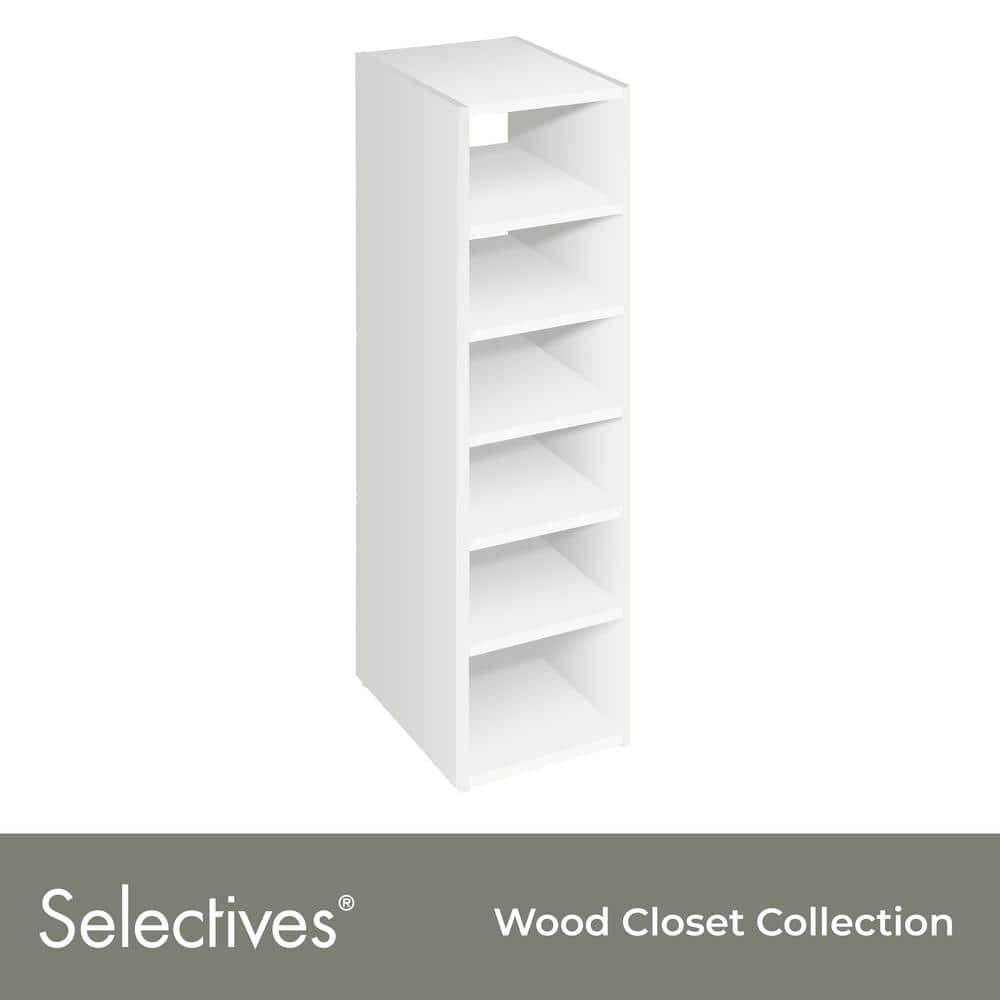 Closetmaid Selectives 12 In. W White Walk-In Tower Unit Wall Mount Stackable 6-Shelf Wood Closet System