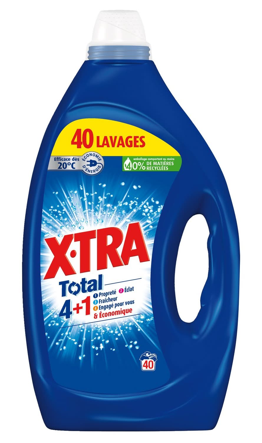 X-TRA - Détergent à lessive liquide total 4 plus 1 40 lavages (1,8L)