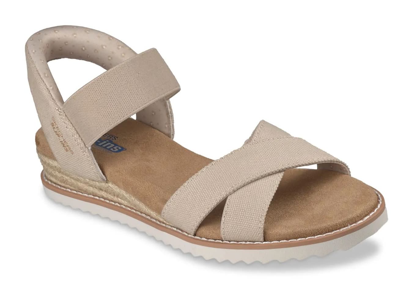 Skechers Hands Free Slip-Ins  Bobs Desert Kiss Golden Lily Wedge Sandal (Natural Beige Medium - 10)
