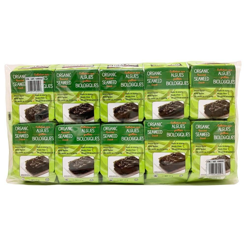 Kirkland Signature Organic Roasted Seaweed Snack, 10 × 17 G