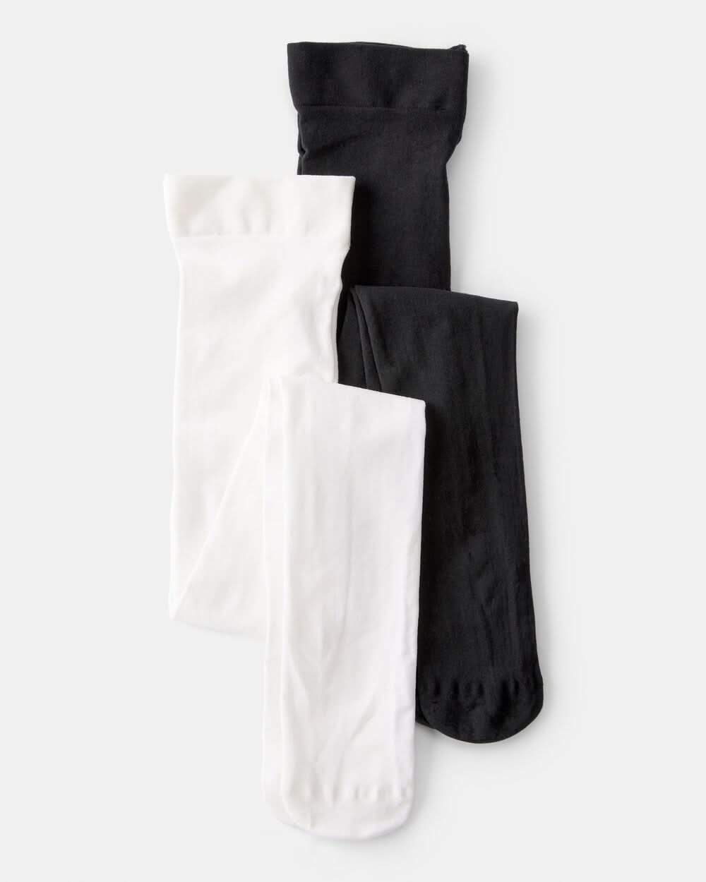 Girls 2-Pack Tights - Black/White - 4-7