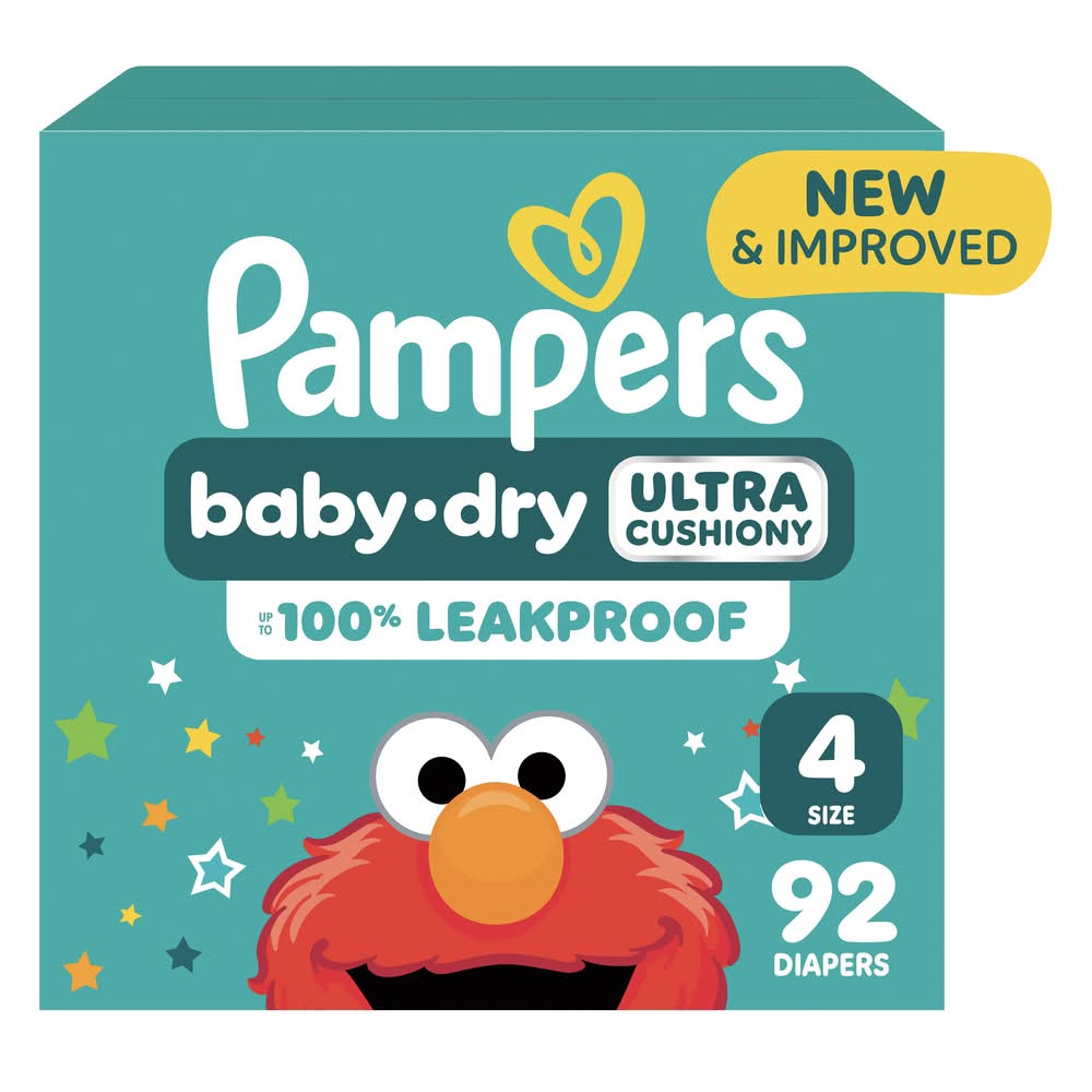 Pampers Baby-Dry Diapers 22-37 lb, Size 4 (92 ct)