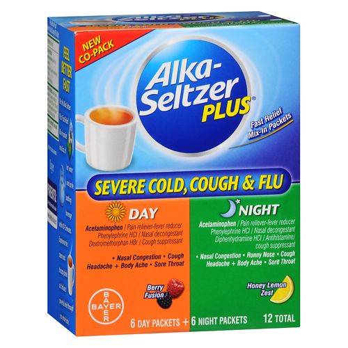 Alka-Seltzer Plus Severe Cold and Flu Day and Night Powder Berry - 12.0 ea