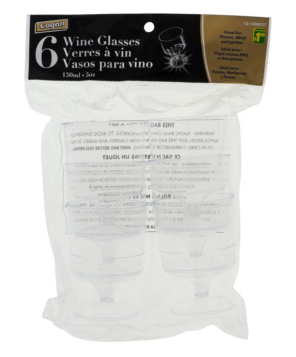 Cogan verres à vin en plastique (6 unités) - cogan plastic wine glasses for serving drink in celebrations (6 ct)