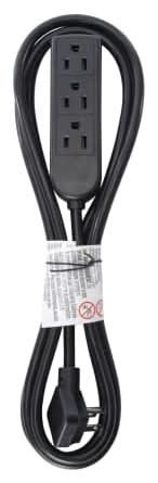 8ft Power Strip With 3 Outlets Black