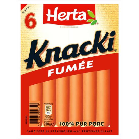 Knacki knacki fumée saucisse de strasbourg x6 210 g