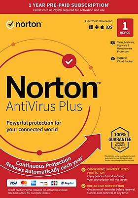 Norton AntiVirus Plus for 1 Device, Windows/Mac, Product Key Card (21389604)