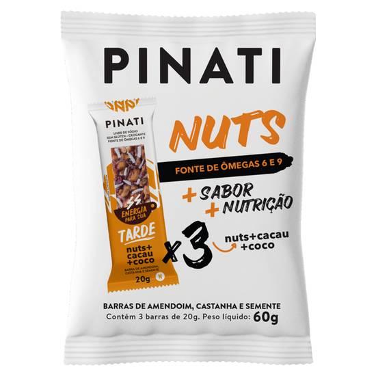 Pinati barra de cereal nuts sabor coco com cacau (20g)