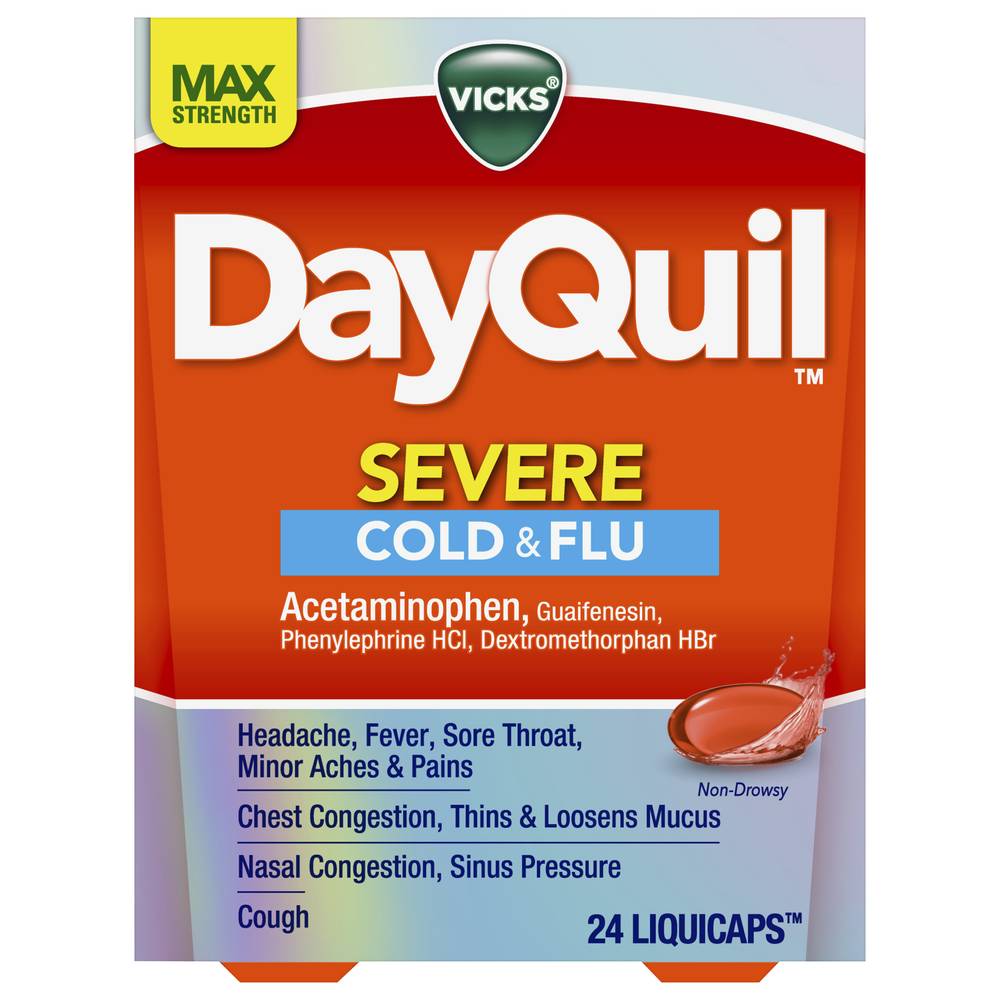 Vicks Dayquil Max Strength Severe Cold & Flu (3.2 oz, 24 ct)