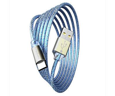 Blue Glitter 6' Usb-C Cable