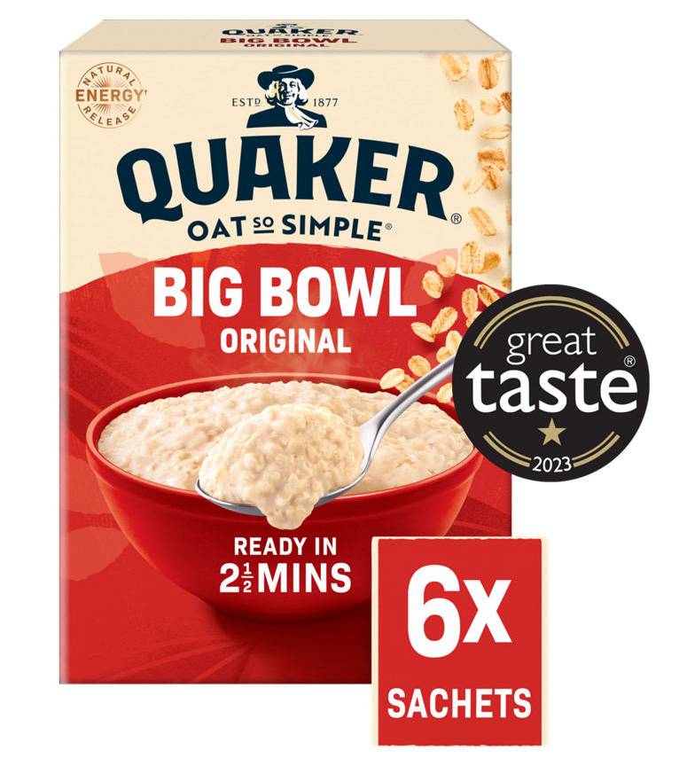 Quaker Oat So Simple Original Big Bowl Porridge Sachets (6 pack)