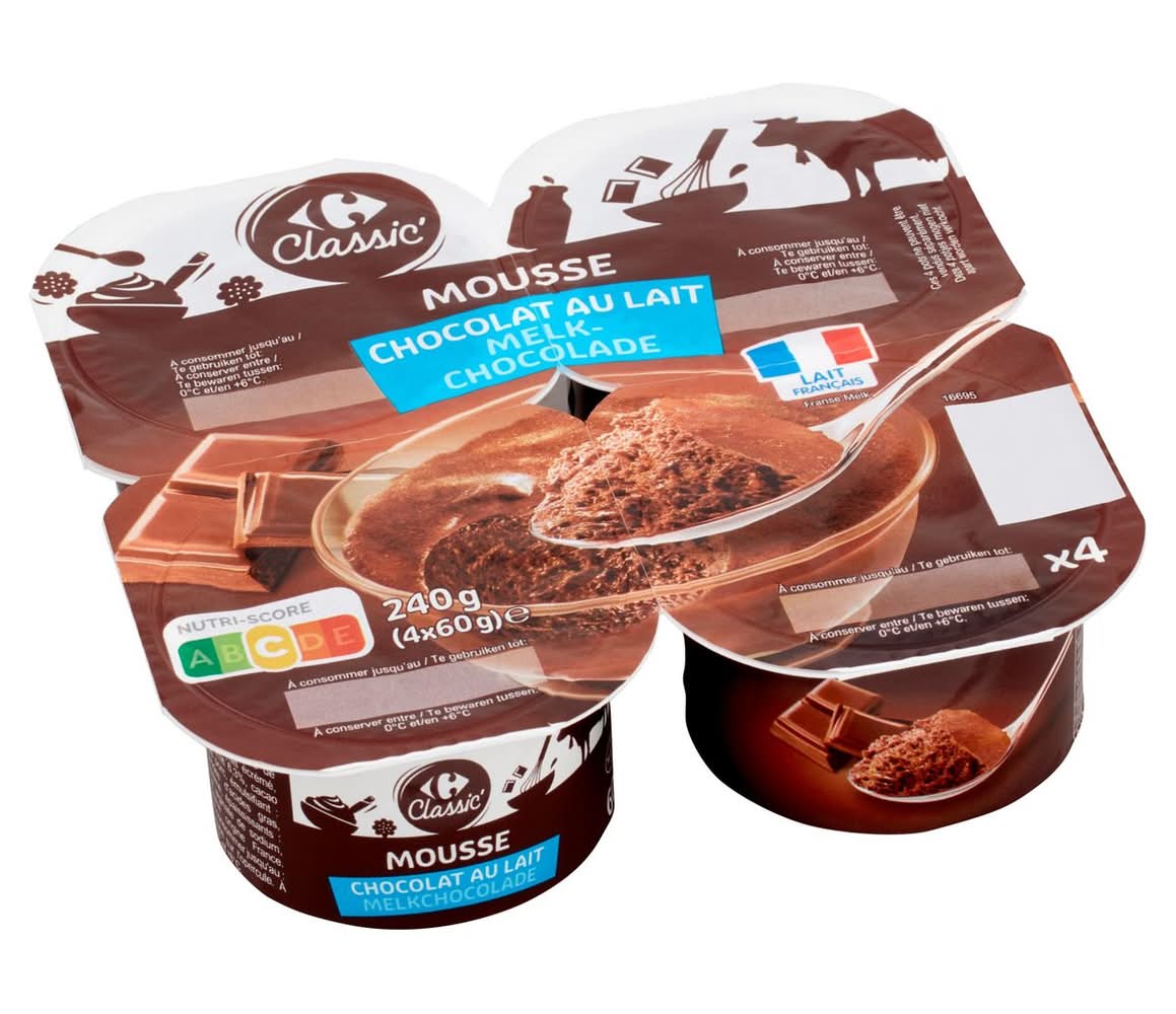 Carrefour Classic'' Mousse Chocolat au Lait 4 x 60 g