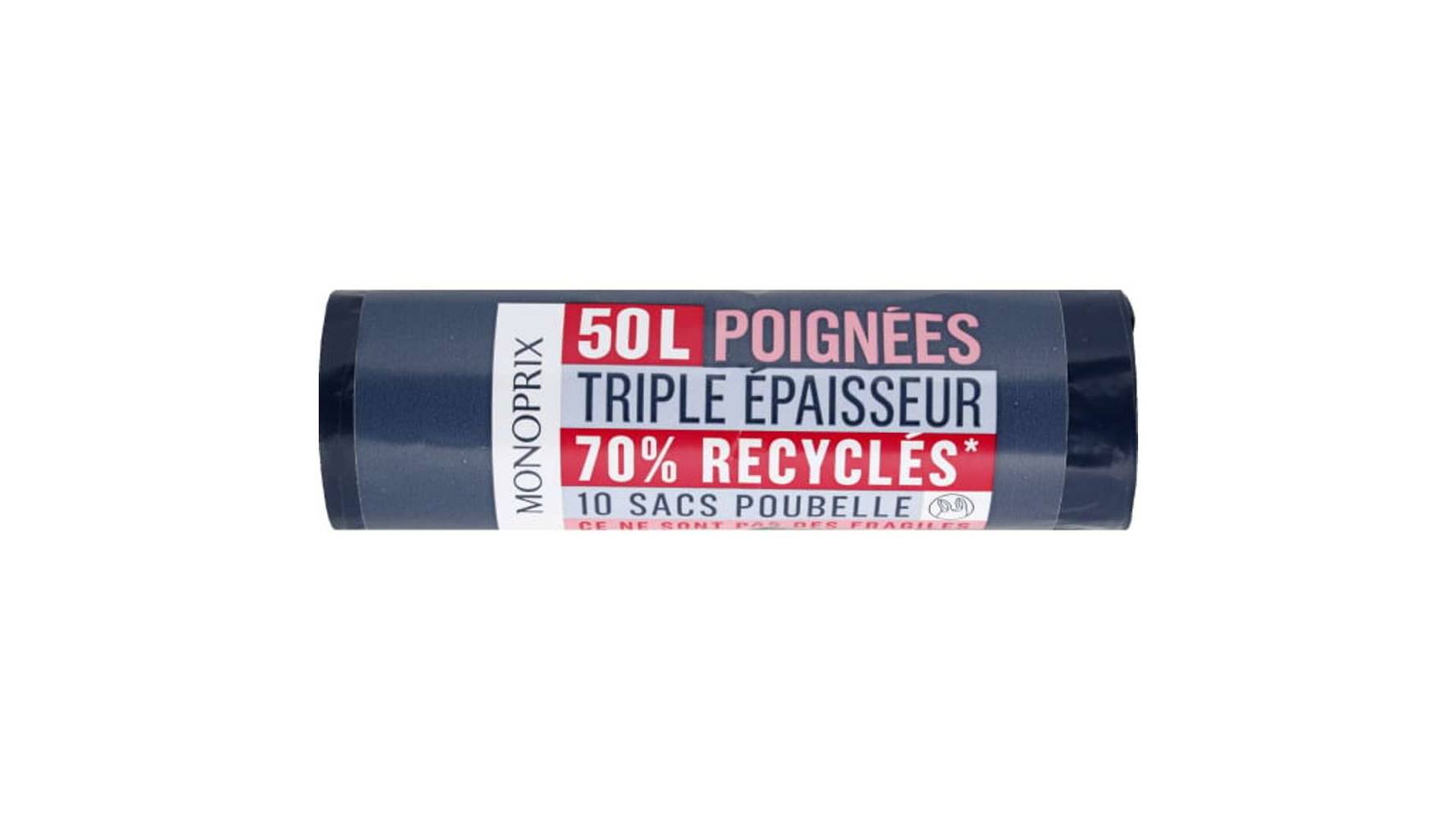 Monoprix - Sacs poubelle à poignées, 50L (10)
