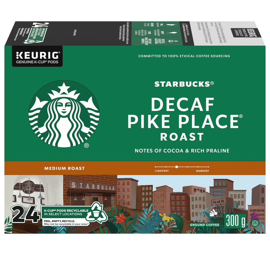 Starbucks Decaf Pike Place Roast K Cup Coffee Pods (12.5 g, 24 ct)