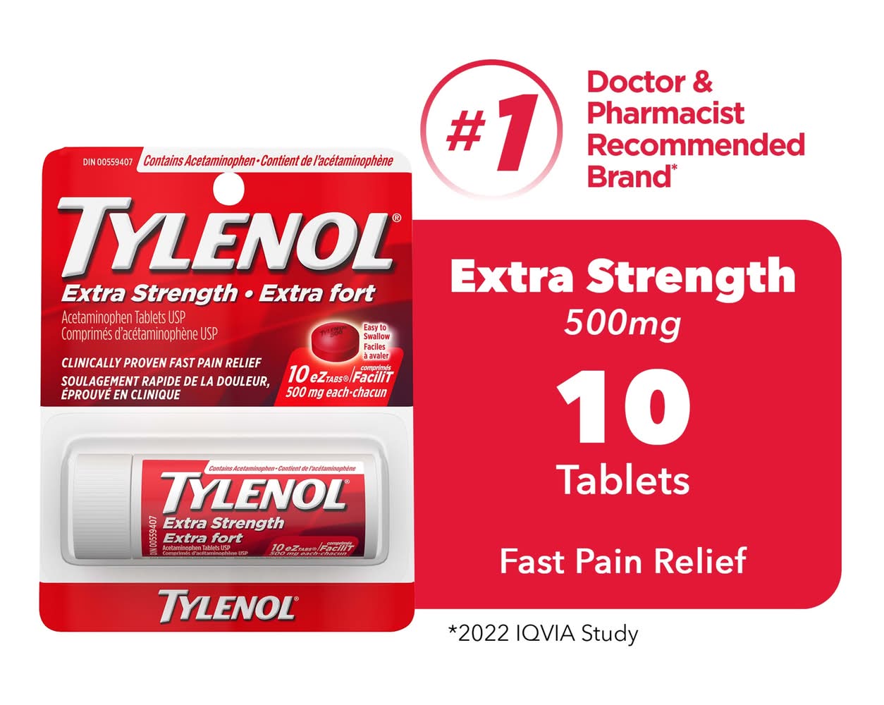Tylenol Extra Strength Acetaminophen Tablets 500 mg (10 ct)