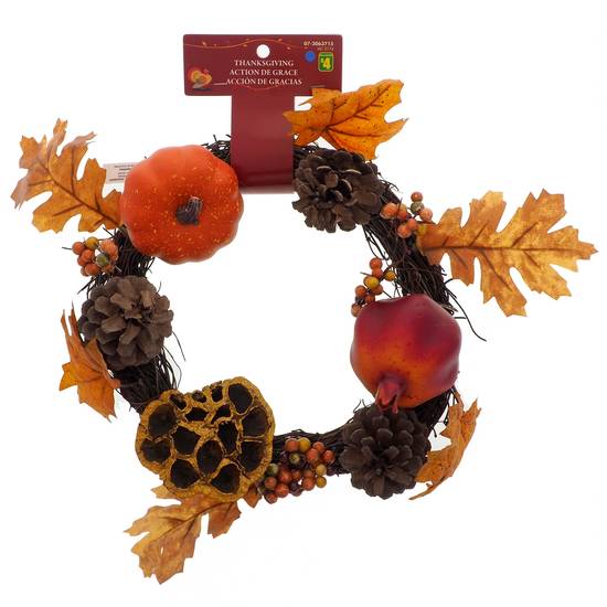 Dollarama Autumn Wreath With Leaves And Branches (23.5 cm diam)