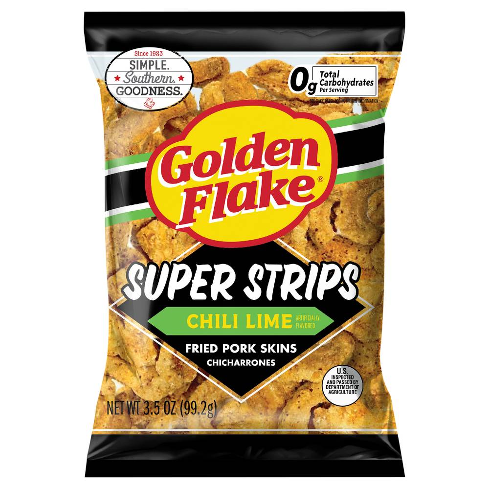 Golden Flake Chili Lime Super Strips Fried Pork Skins (3.5 oz)