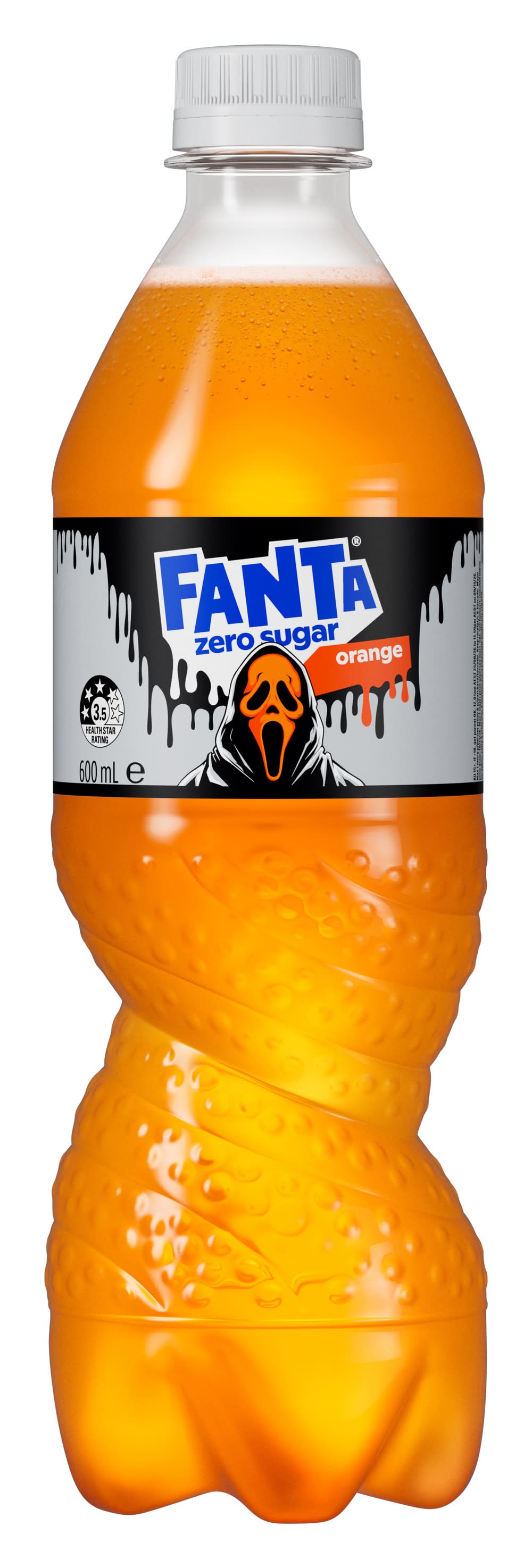 Fanta Zero Sugar Flavored Soft Drink, Orange (600mL)
