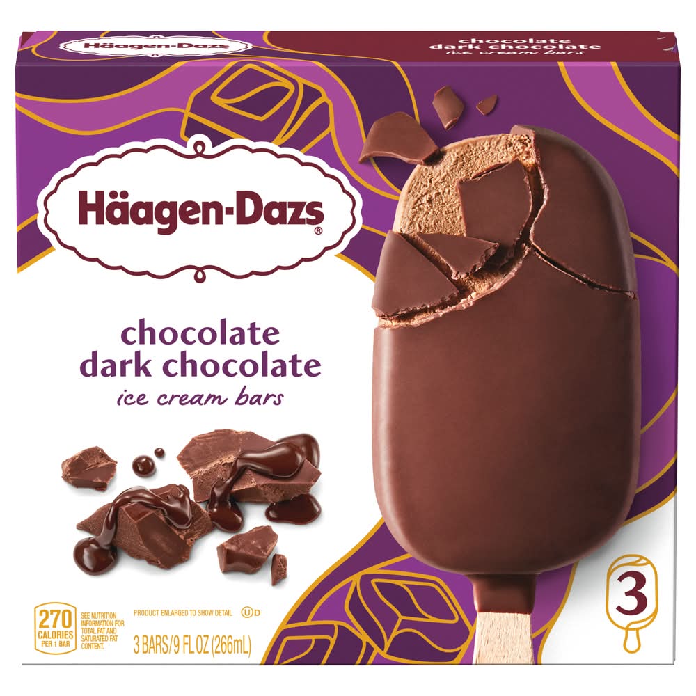 Häagen-Dazs Ice Cream Bars, Dark Chocolate (9 fl oz, 3 ct)