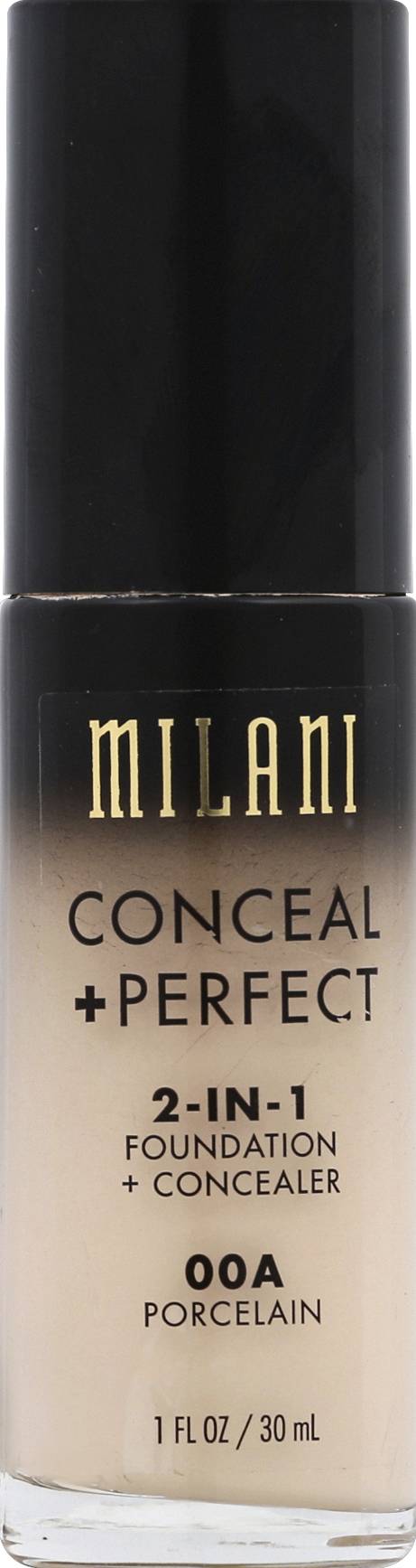 Milani 2 In 1 Foundation and Concealer, 00A Porcelain (1.1 oz)