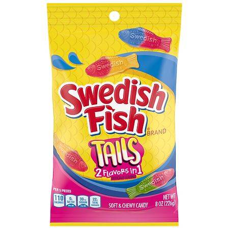 Swedish Fish Tails 2 Flavors in 1 Soft & Chewy Candy Assorted - 8.0 oz