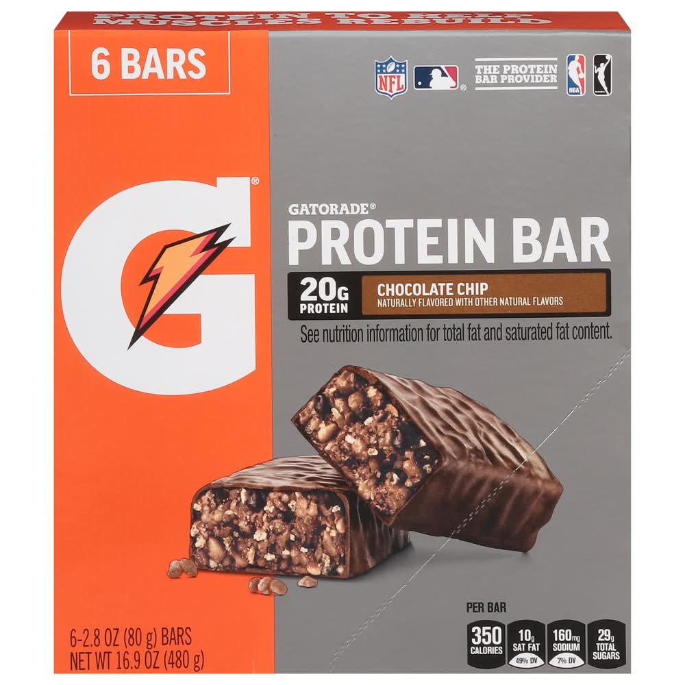 Gatorade Whey Protein Bars, Chocolate Chip (6 x 2.8 oz)