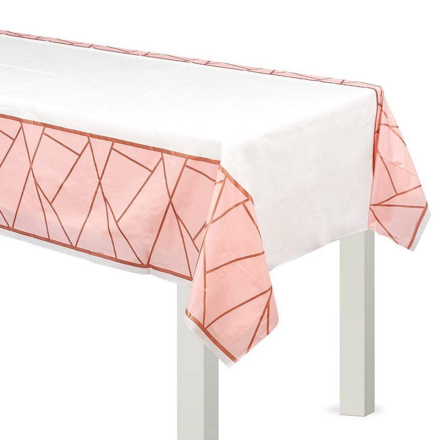 Blush Rose Gold Plastic Table Cover