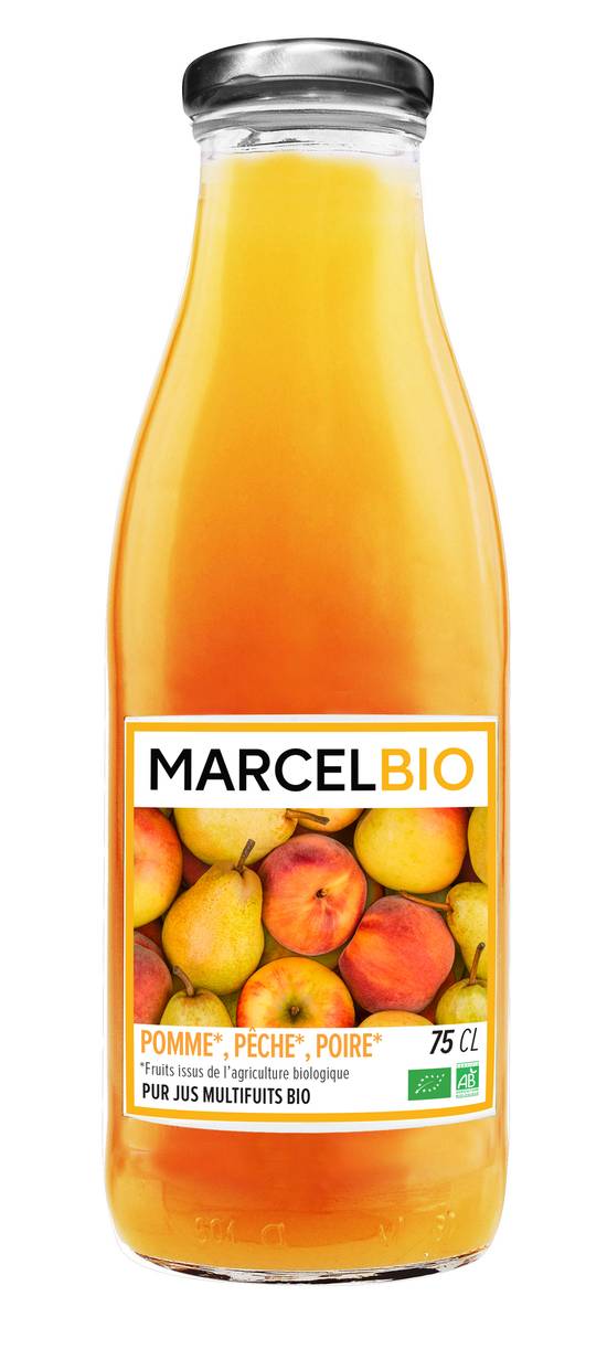 Marcel Bio - Pur jus multifruits de pomme pêche poire bio (750 ml)