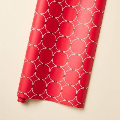 30 sq ft Crescent Printed Christmas Gift Wrap Red/White/Black - Hearth & Hand™ with Magnolia: Classic Windowpane Pattern