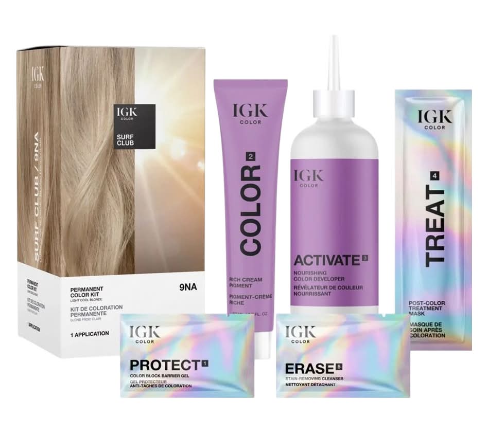 IGK Permanent Hair Color Kit, Light Cool Blonde