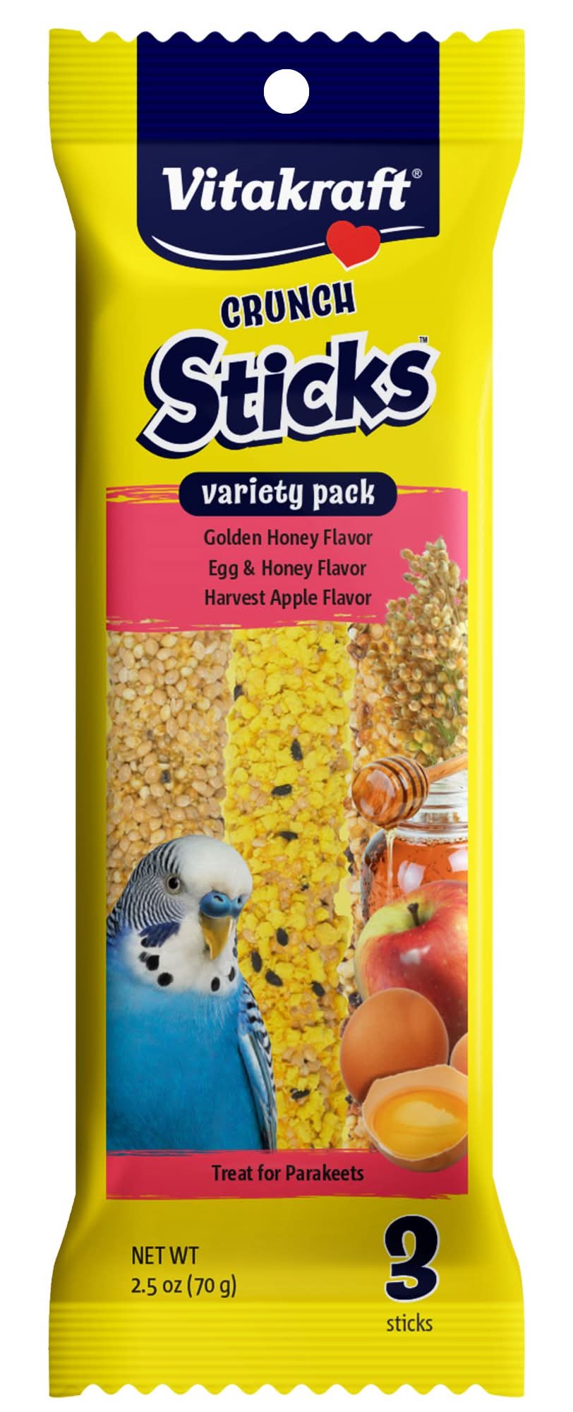 Vitakraft® Crunch Sticks Honey, Egg & Fruit Parakeet Treat (Color: Assorted, Size: 3 Count)