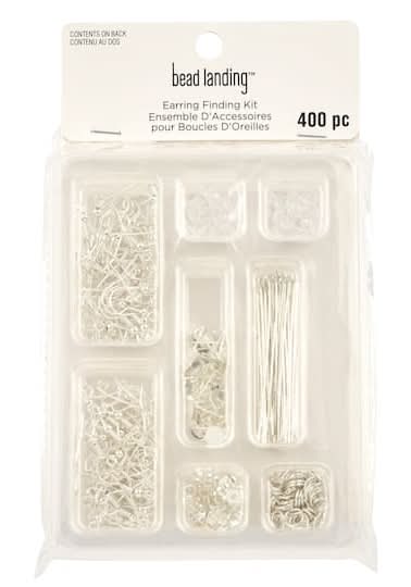 Bead Landing Earring Finding Kit, Silver (400 ct)