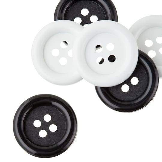 1.375" Basic Buttons, Black & White By Loops & Threads