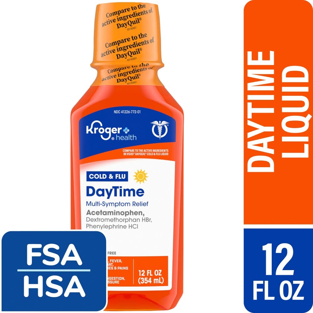 Kroger Multi Symptom Daytime Cold & Flu Liquid Medicine (12 fl oz)