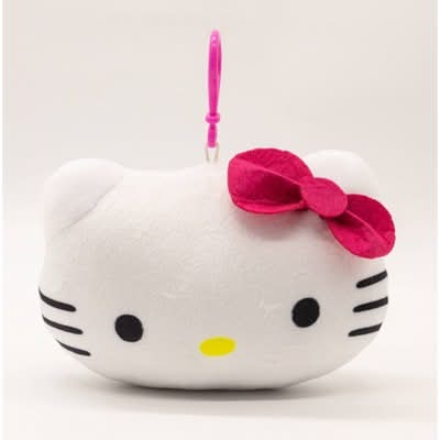 Hello Kitty Face Plush Keychain, Pink-White