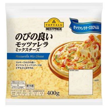 トップバリュ ベストプライス のびの良いモッツァレラミックスチーズ 400g