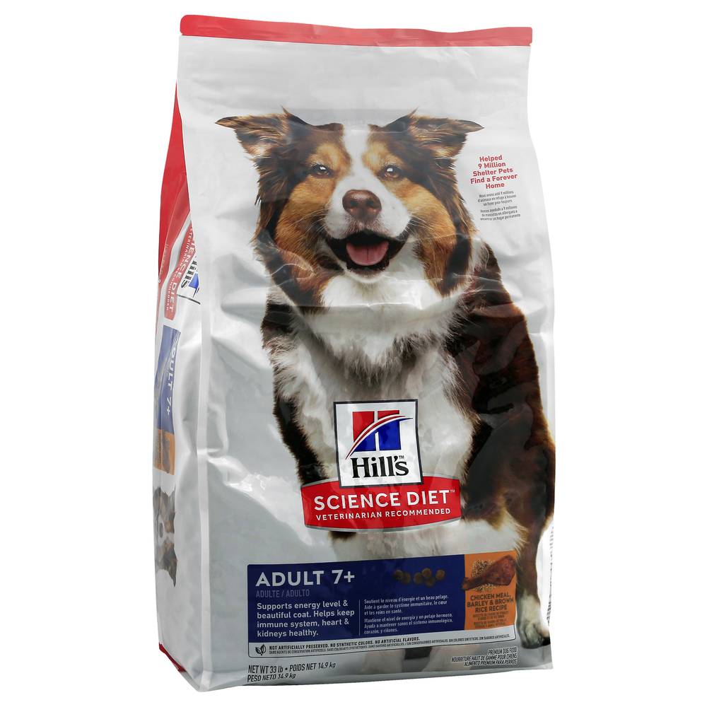 Hill's Hill's Adult 7+ Chicken Meal, Barley & Brown Rice Recipe Dry Dog Food, 5 Lbs., Bag (33 lbs)