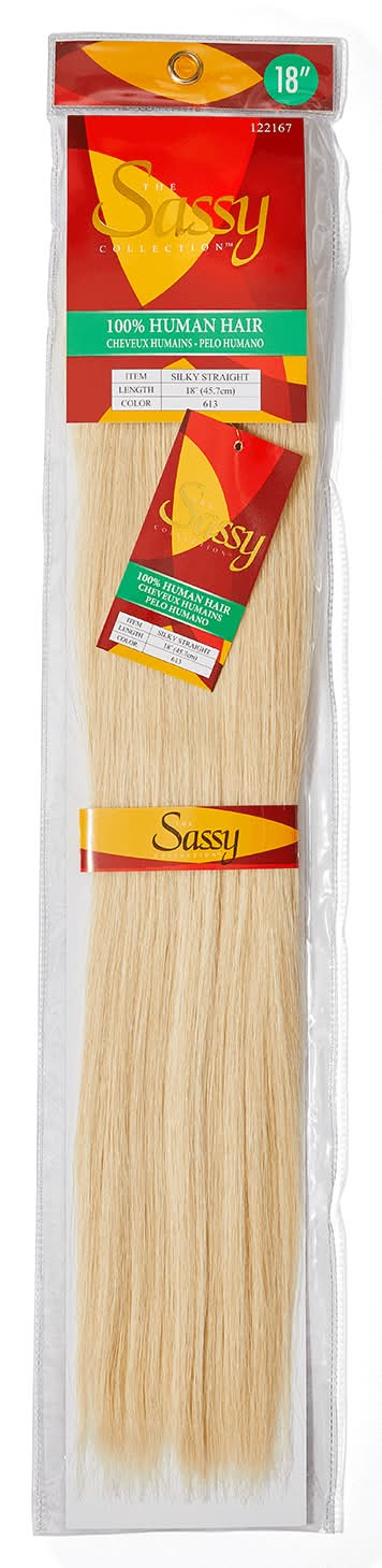 The Sassy Collection Human Hair Extension, 18 in, #613 Platinum Blonde