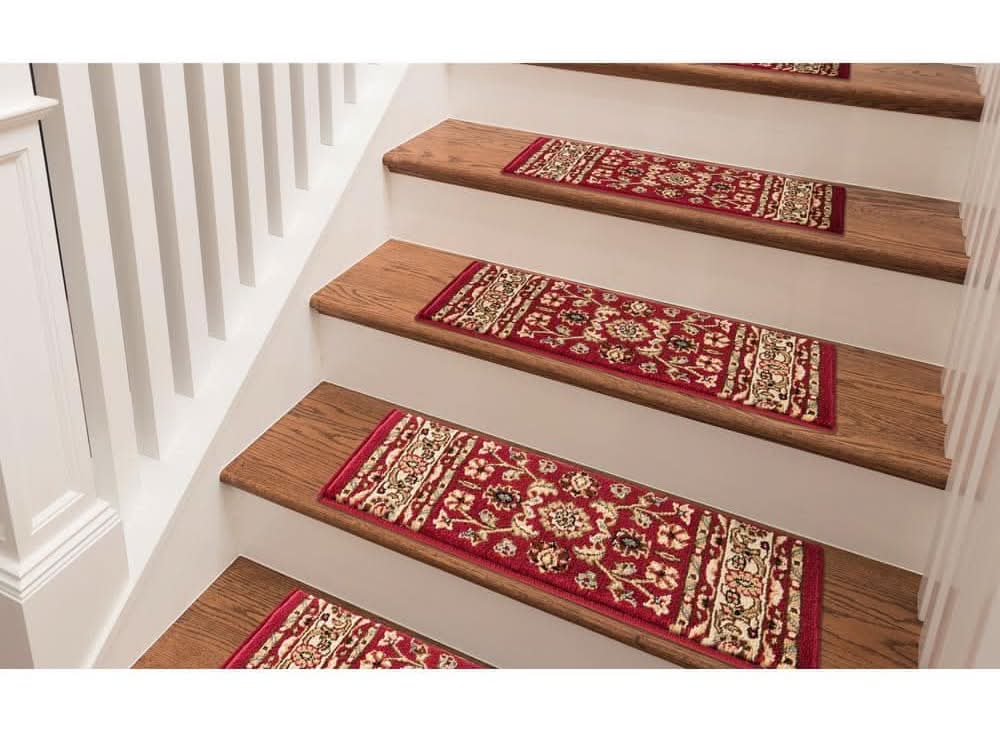 Trafficmaster Marash Red 9 In. W X 26 In. L Stair Tread Cover Set (Set Of 8)