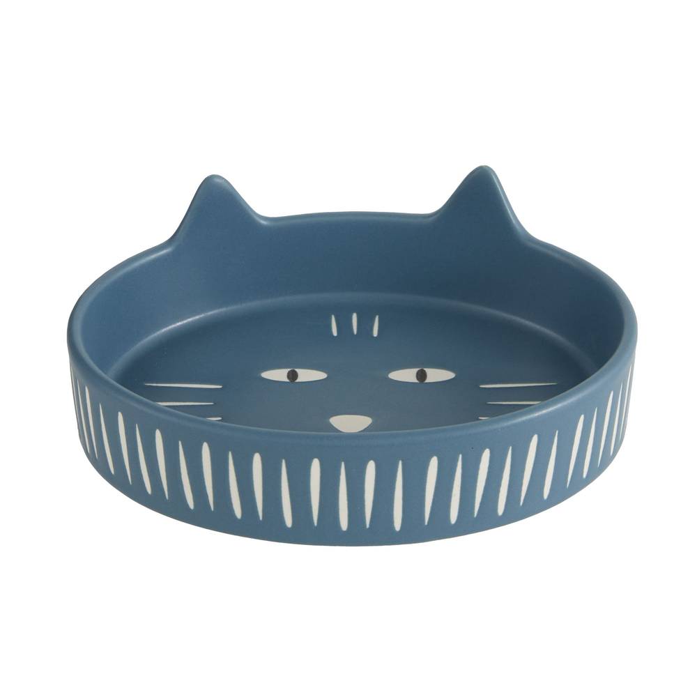 Whisker City Ceramic Cat Ears Cat Saucer (blue)