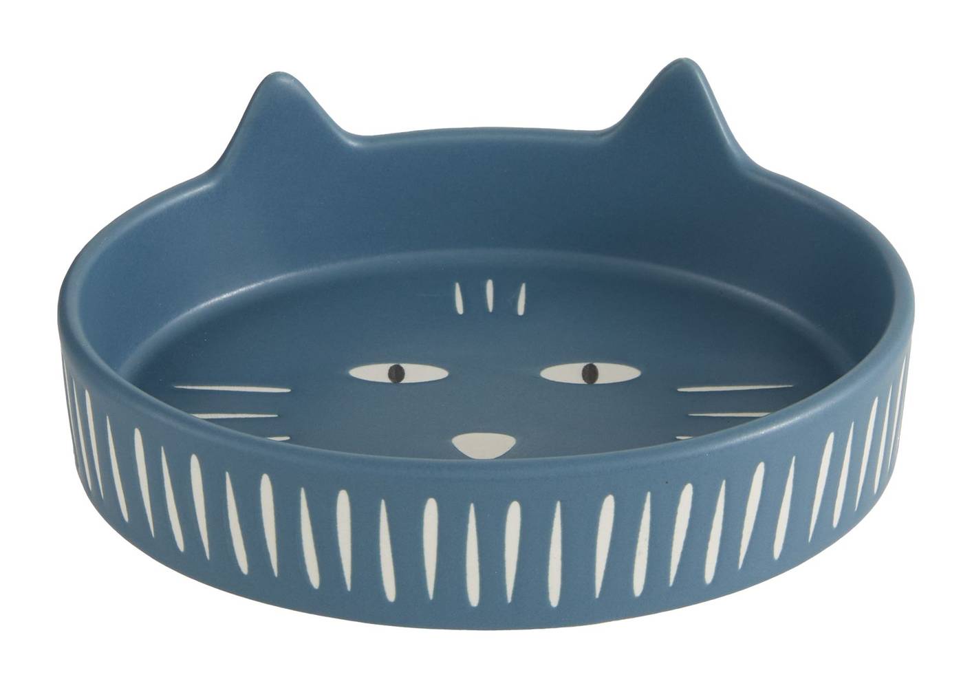 Whisker City Ceramic Cat Ears Cat Saucer, Blue