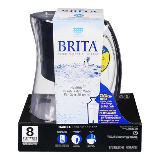 Brita Medium 8 Cup Water Filter Pitcher with 1 Standard Filter, BPA Free –  Marina, White