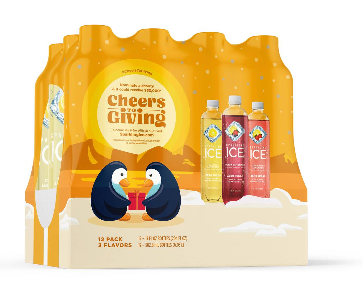 Sparkling Ice Spiked Zero Sugar Sparkling Water Lemonade pack, Assorted (12 x 17 fl oz)