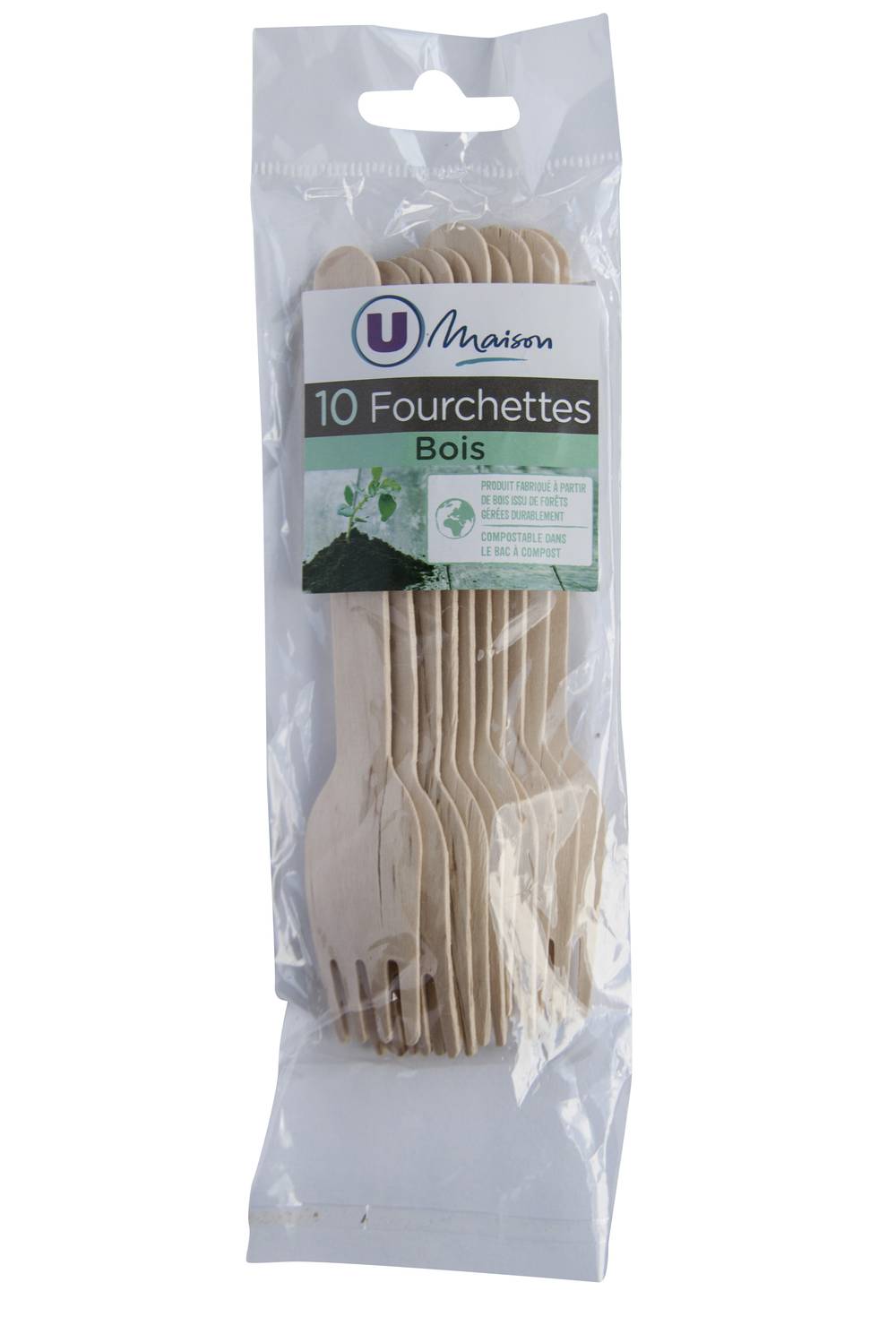 U - Fourchettes en bois (10 pièces)