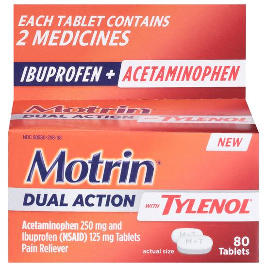 Motrin Dual Action With Tylenol Ibuprofen + Acetaminophen (80 ct)