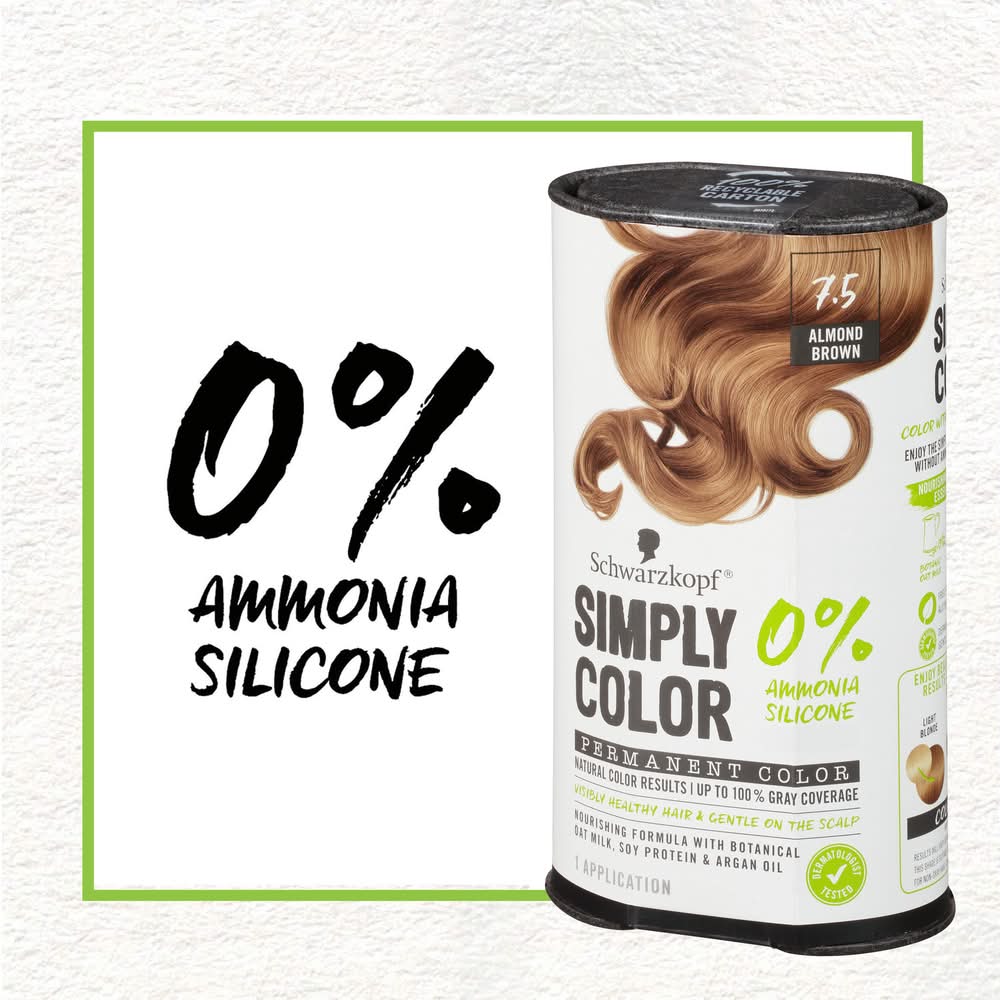 Schwarzkopf Simply Color Almond Brown 7.5 Permanent Hair Color, 7.5 Almond Brown (8.47 oz)