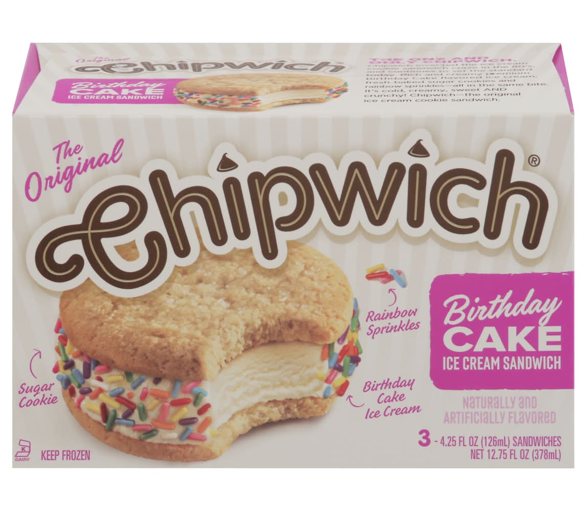 Chipwich Ice Cream Sandwich, Birthday Cake (3 x 4.25 fl oz)